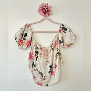 Super cute off the shoulder floral shirt